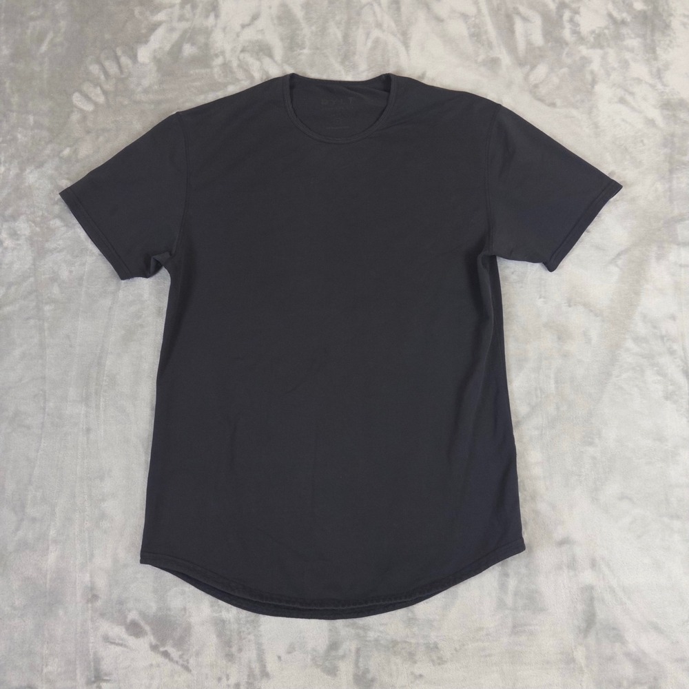 BYLT Drop Cut Shirt Mens Large Gray Short Sleeve Curved Hem Premium Tee
